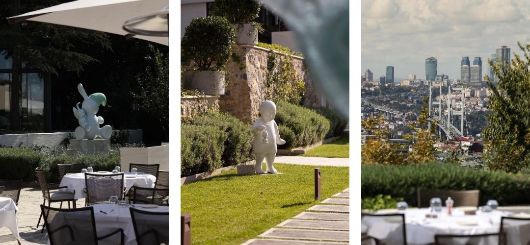 Arbor Üsküdar Boğaz manzaralı bahçesinde restoran alanı