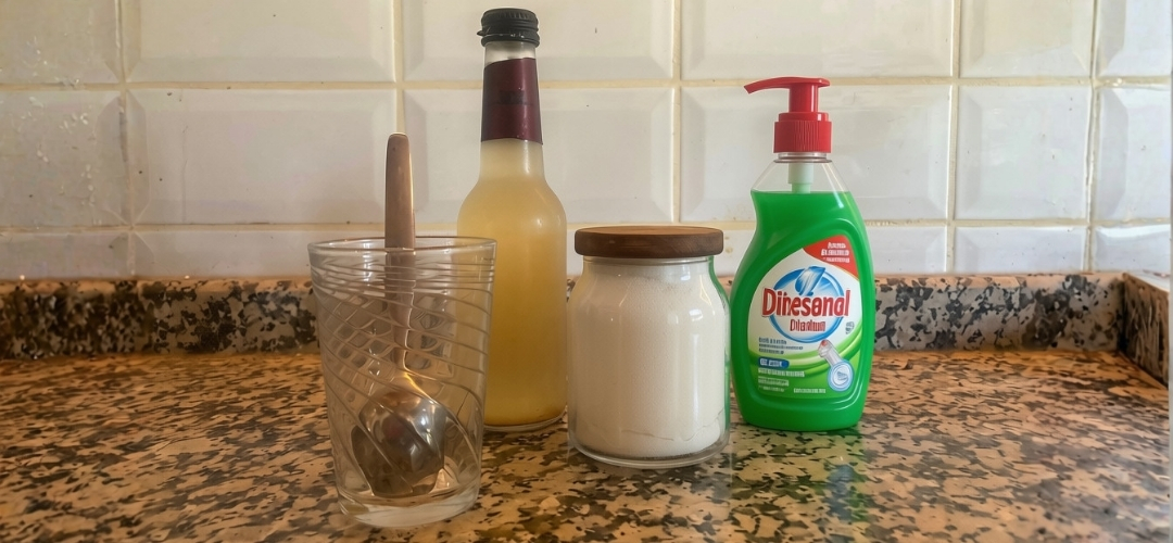 küçük sinekleri kovmak için sirkeli karışım